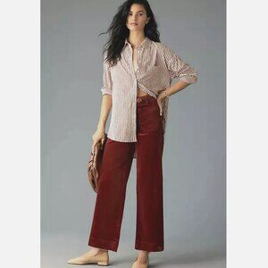 NWT Anthropologie 28 The Colette Cropped Wide-Leg Corduroy Pants Cinnamon New